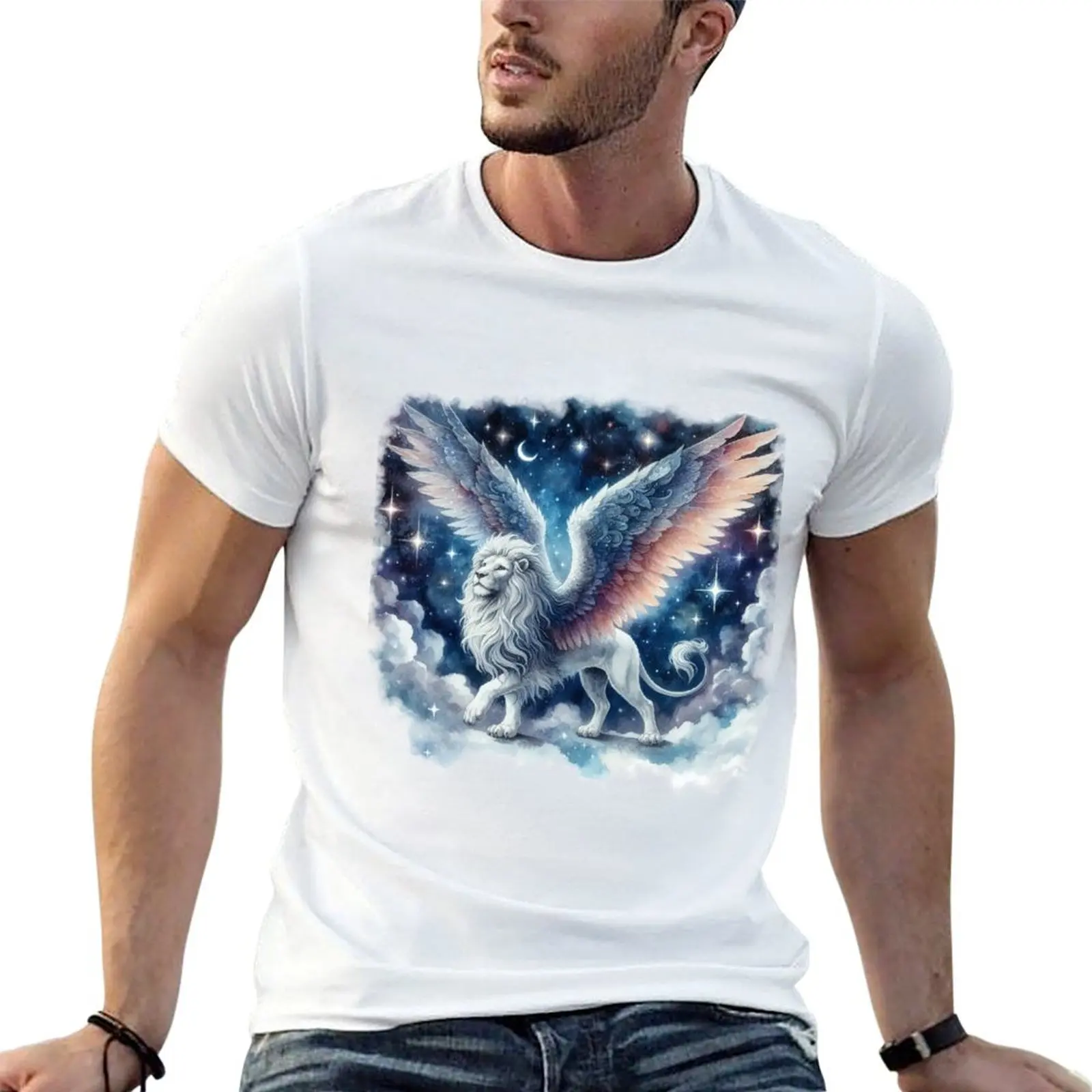 Starry Lion - Majestic Lion Art Print T-Shirt Quick Dry Travel T-Shirt