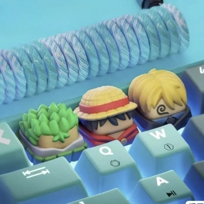 قطعة واحدة من الرسوم المتحركة اللطيفة ثلاثية الأبعاد رائعة لوفي زورو سانجي غطاء مفاتيح ميكانيكي إبداعي هدية تزيين لوحة المفاتيح كاواي