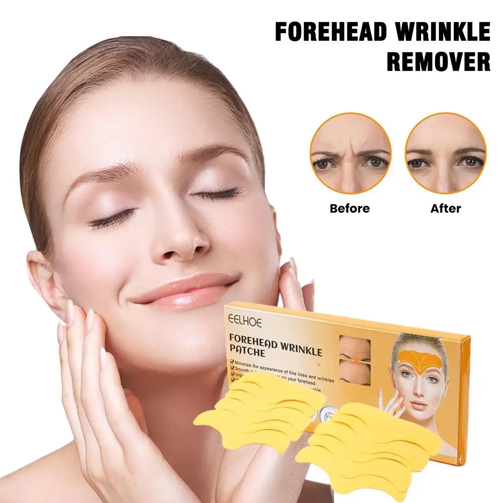 10 unidades/caja Parches de gel para arrugas en la frente, mascarilla reafirmante de colágeno hidrolizado, pegatinas para el cuidado facial