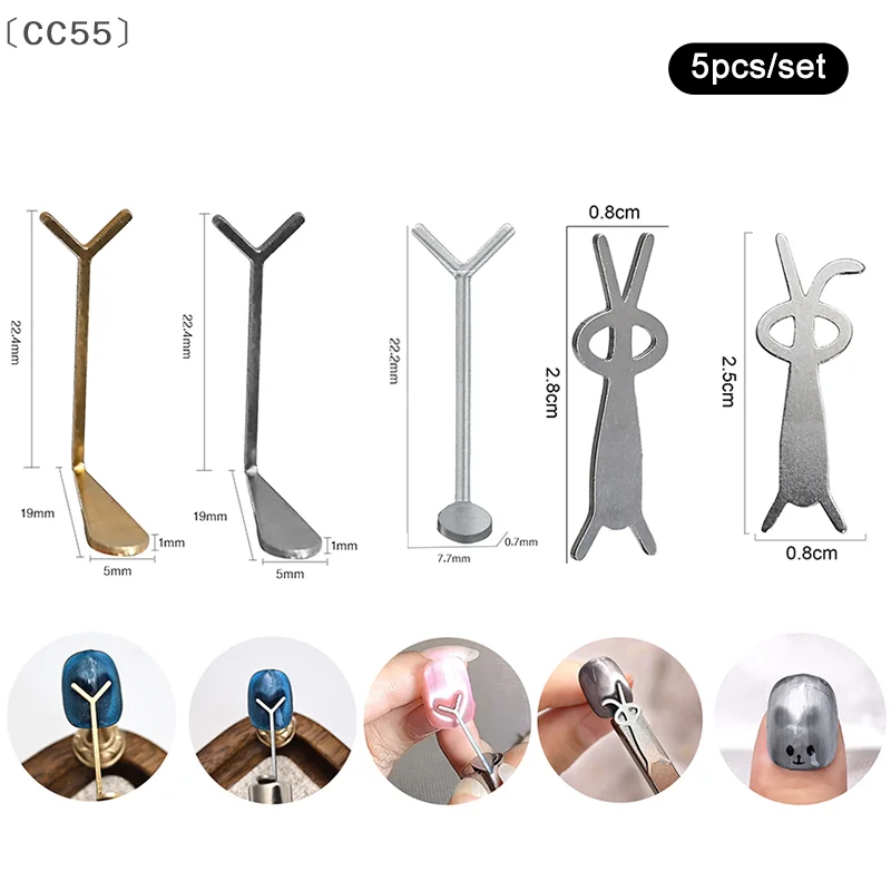 

tipoCC55 pratiqueCC55 pratique5PCS Rabbit Bear Cat Eye Magnet Stick Набор инструментов для дизайна ногтей Маленькая железная магнитная палочка для магнитного лака Эффекты ногтей