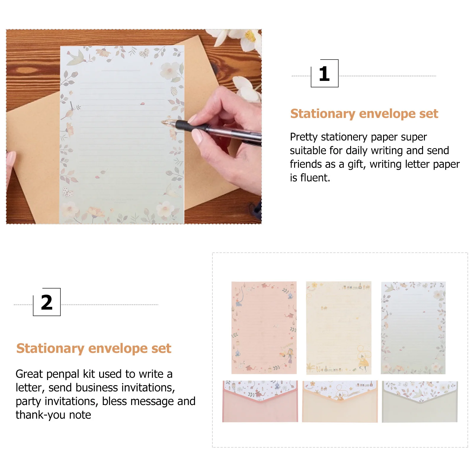 5Pcs Eco Friendly Letter Paper Envelopes Set for Any Occasion Well Made Writing Stationery Kits to Keep in Touch with Loved Ones