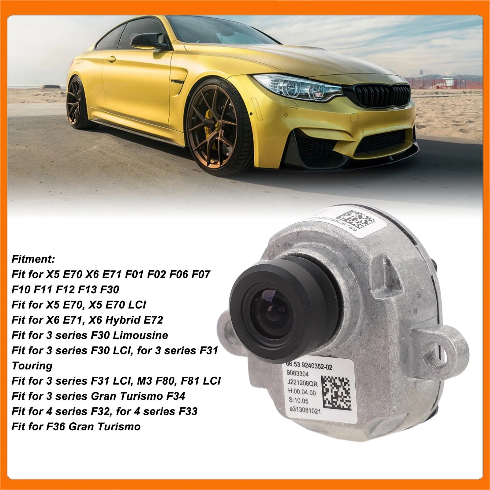 9216284 Front Bumper Side View Camera Wide Angle View 9240352 for X5 E70 X6 E71 F01 F02 F06 F07 F10 F11 F12  F30 66539240352