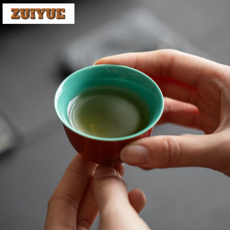 2pc/lot Palace Museum Red Ceramic Teacup Traditional Tea Bowl Beautiful Tea Cup Personal Cup Jianzhan Tableware Supplies 50ml