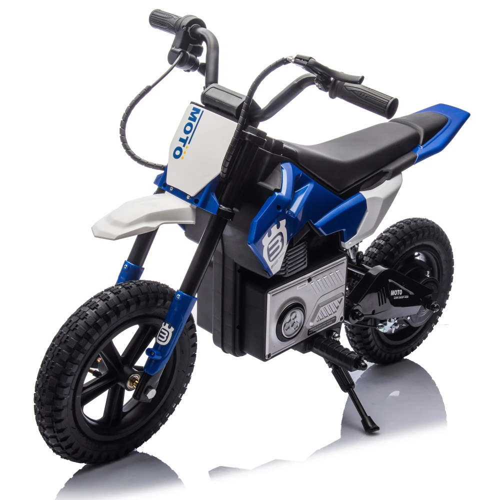 24V Kids Ride on Electric Toy Motocross Motorcycle 200W High Speed Hub Motor Rear Wheel Shock Absorber Adjustable Speed LED