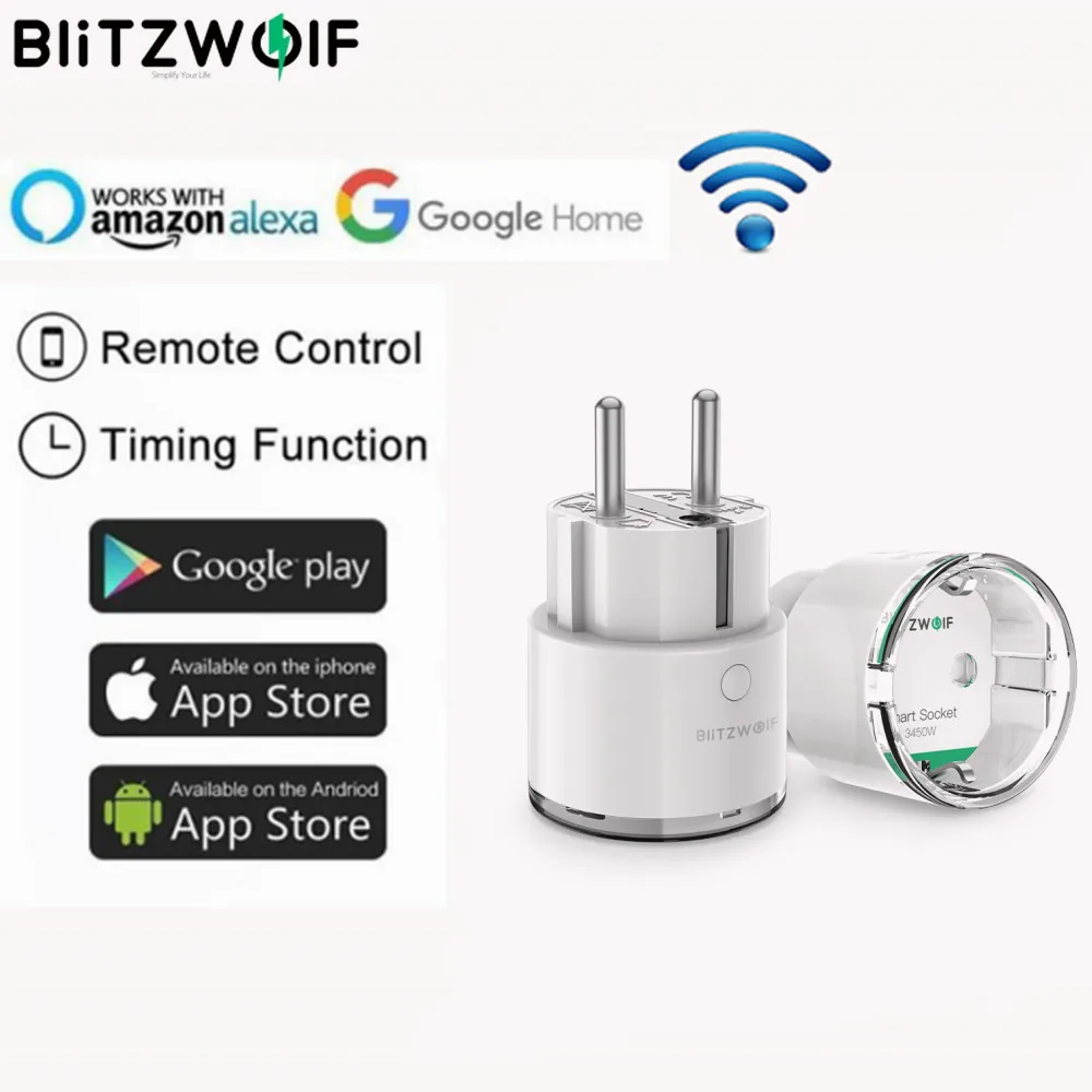 BlitzWolf BW-SHP6 Pro 15A 3450W WiFi Smart Plug presa di corrente Wireless monitoraggio energetico senza Hub App telecomando