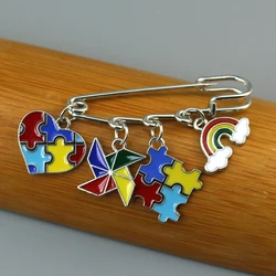 Autism Rainbow Puzzle Enamel Pin PDD Autistic Disorder Awareness Brooch Badge Lapel Jacket Backpack Jewelry Gift For Kids Friend