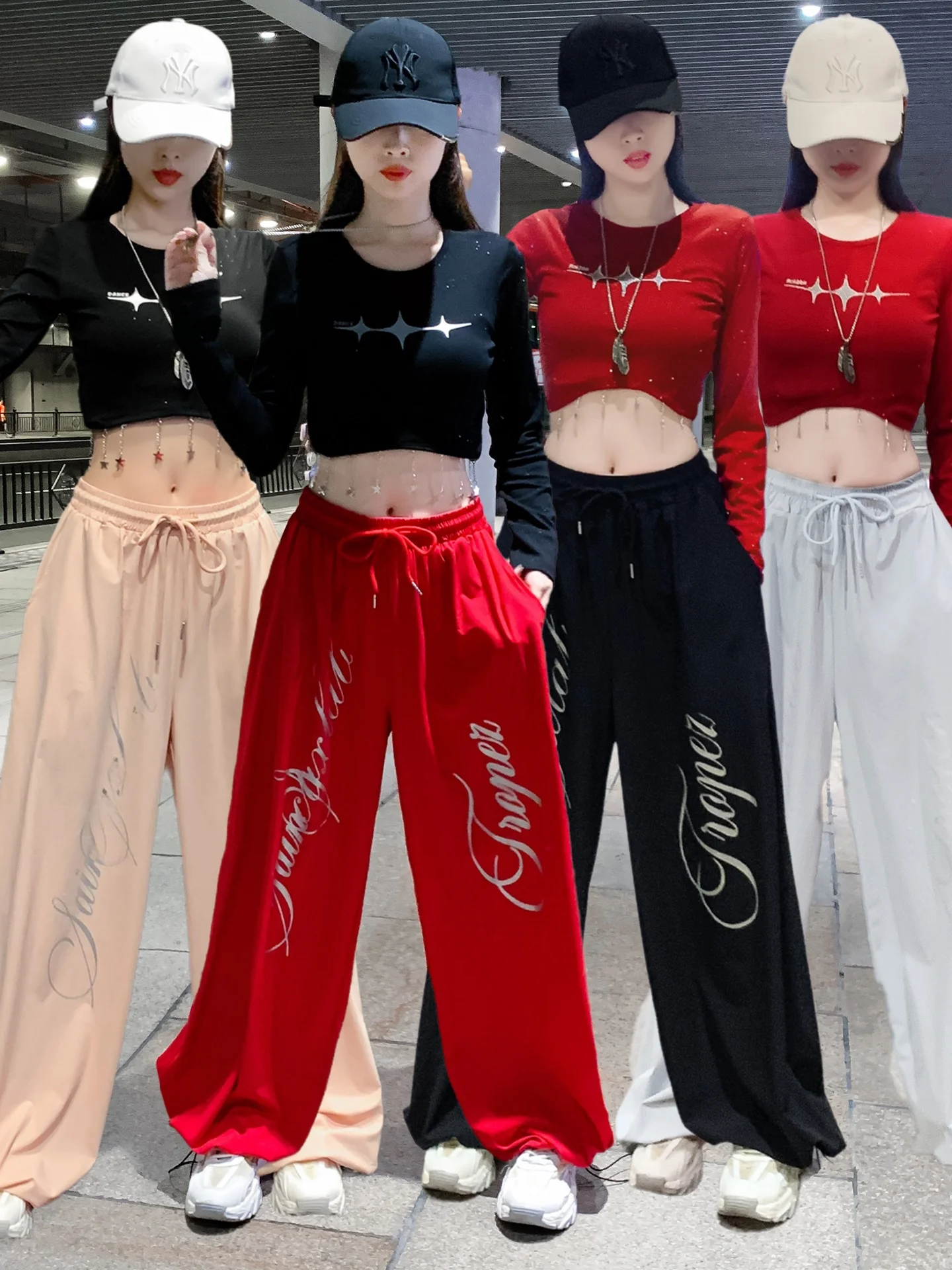 

Loose Performance Costume Set for Women's Dance Team Korean Hip Hop Jazz Dance Outfit Streetwear Style Stage Performance Clothes
