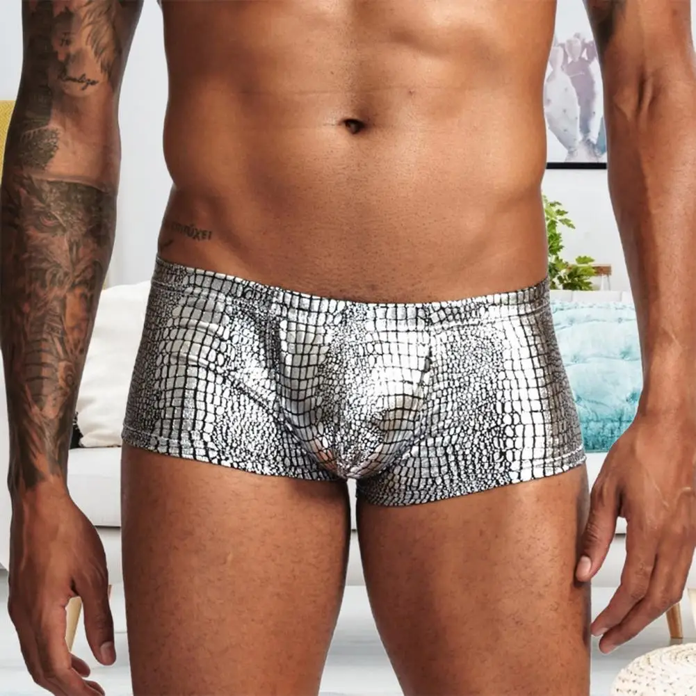 Sexy Underpants Snake Skin Pattern Comfortable U Convex Boxer Briefs  Underwear Boxers for Sleeping