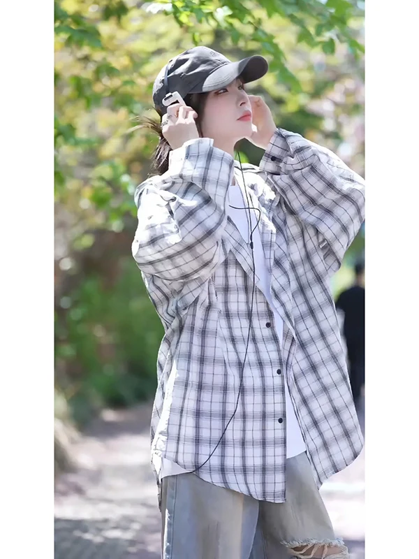 White Plaid Hooded Long Sve Men's irt Lightweight Breathable Summer Sun Protection Casual American Brand Outdoor Clothing