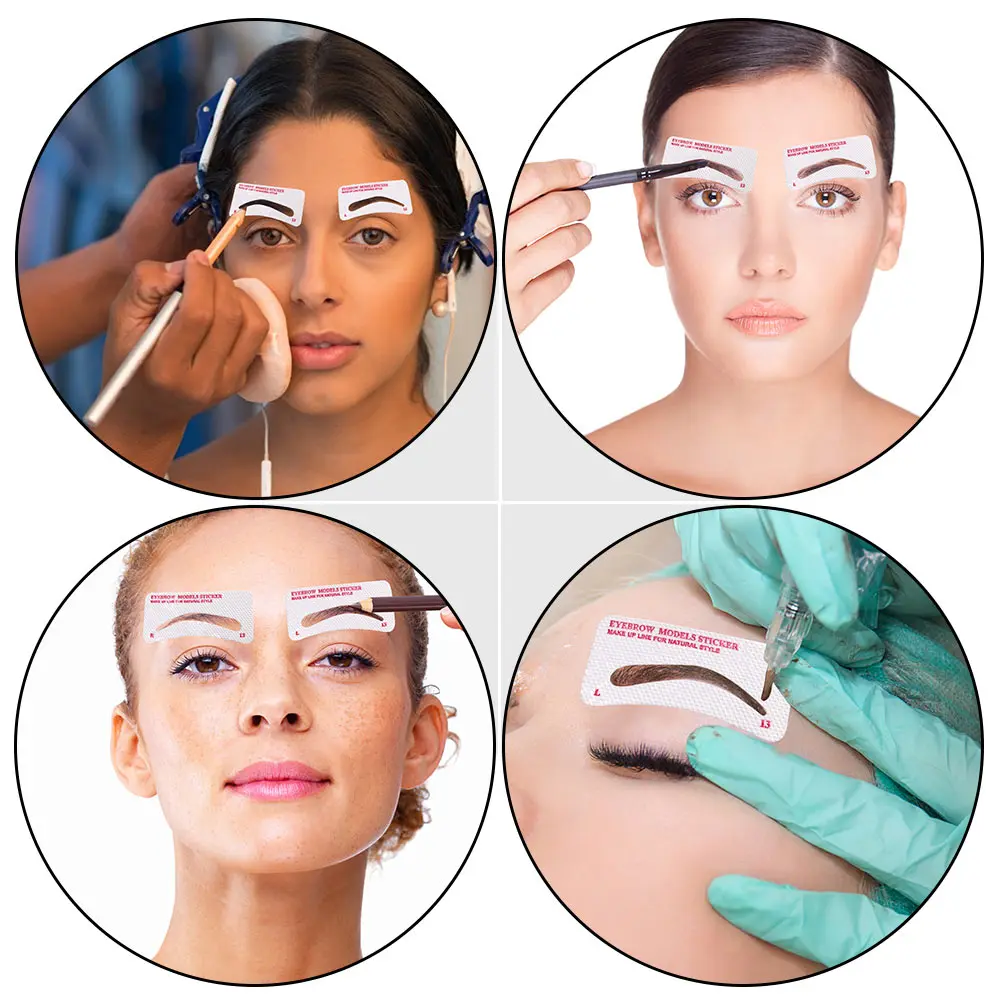96pcs Wenkbrauw Make-up Stencil Kits Vrouwen Vormgeven Kaarten Wegwerp Template Tool Herbruikbare Wenkbrauwstencils Beginner Schoonheid Geschenken