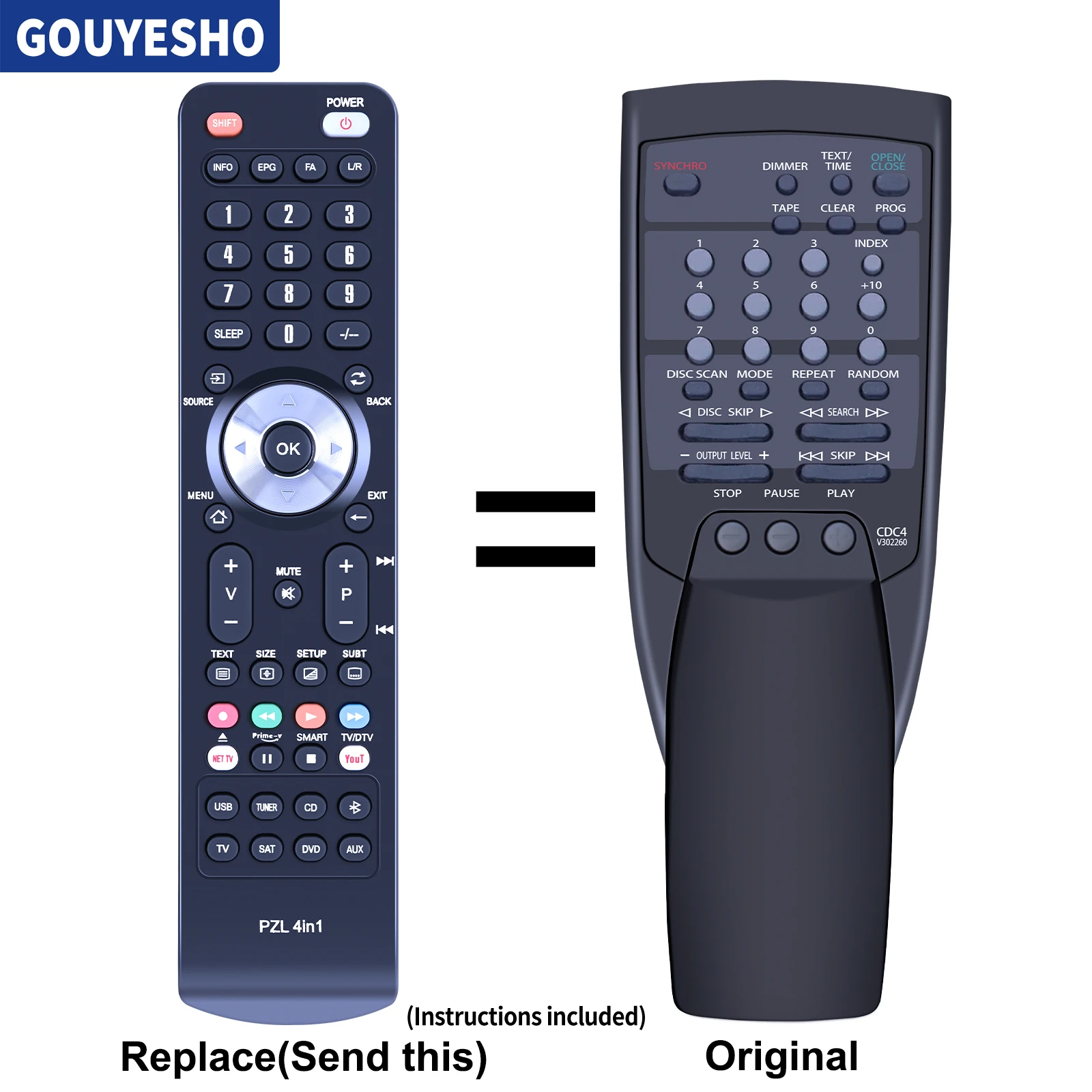 

New CDC4 V302260 Replacement Remote Control For Yamaha CDC905, CDC675
