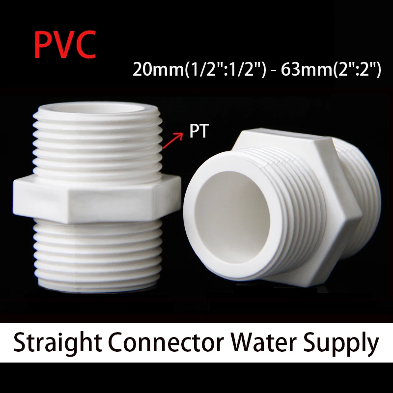 1/2/5pc PVC White OutSide Male Thraed Straight Connector 20/25/32/40/50/63mm Water Pipe Adapter Aquarium Tank Tube Fittings