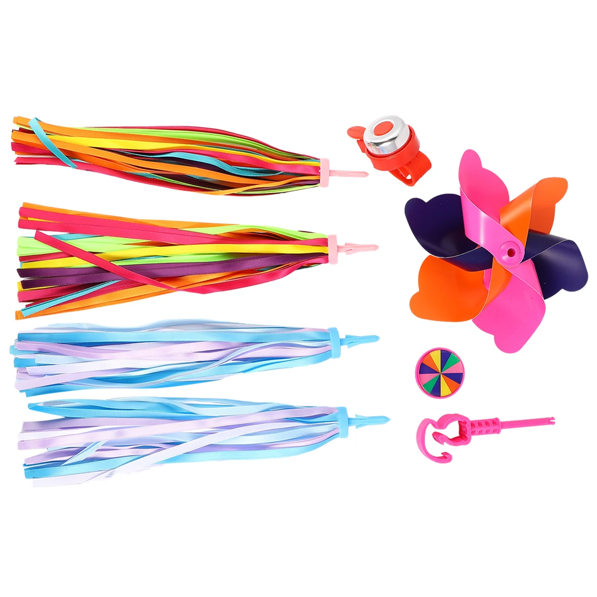 

Bicycle Accessories Blue Ribbon Red Bell Pink Windmill Colorful Streamers Kids Bike Decor Supplies Scooter nament Child Riding