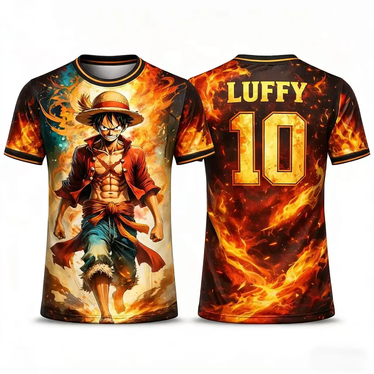 Herren One Piece Anime T-Shirt mit Franky Iron Man Aufdruck Jungen Kleidung Mädchen Kurzarm Herren Trikot Lässige Leichte Oberteile