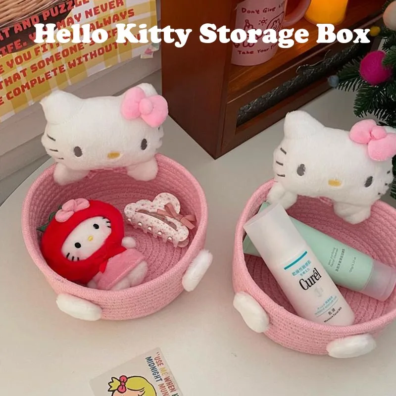 Boîte de rangement de maquillage Kitty Cat avec poignée, organisateur de produits de beauté portables, plateau de rangement de collations, Organization multifonctionnelle à domicile