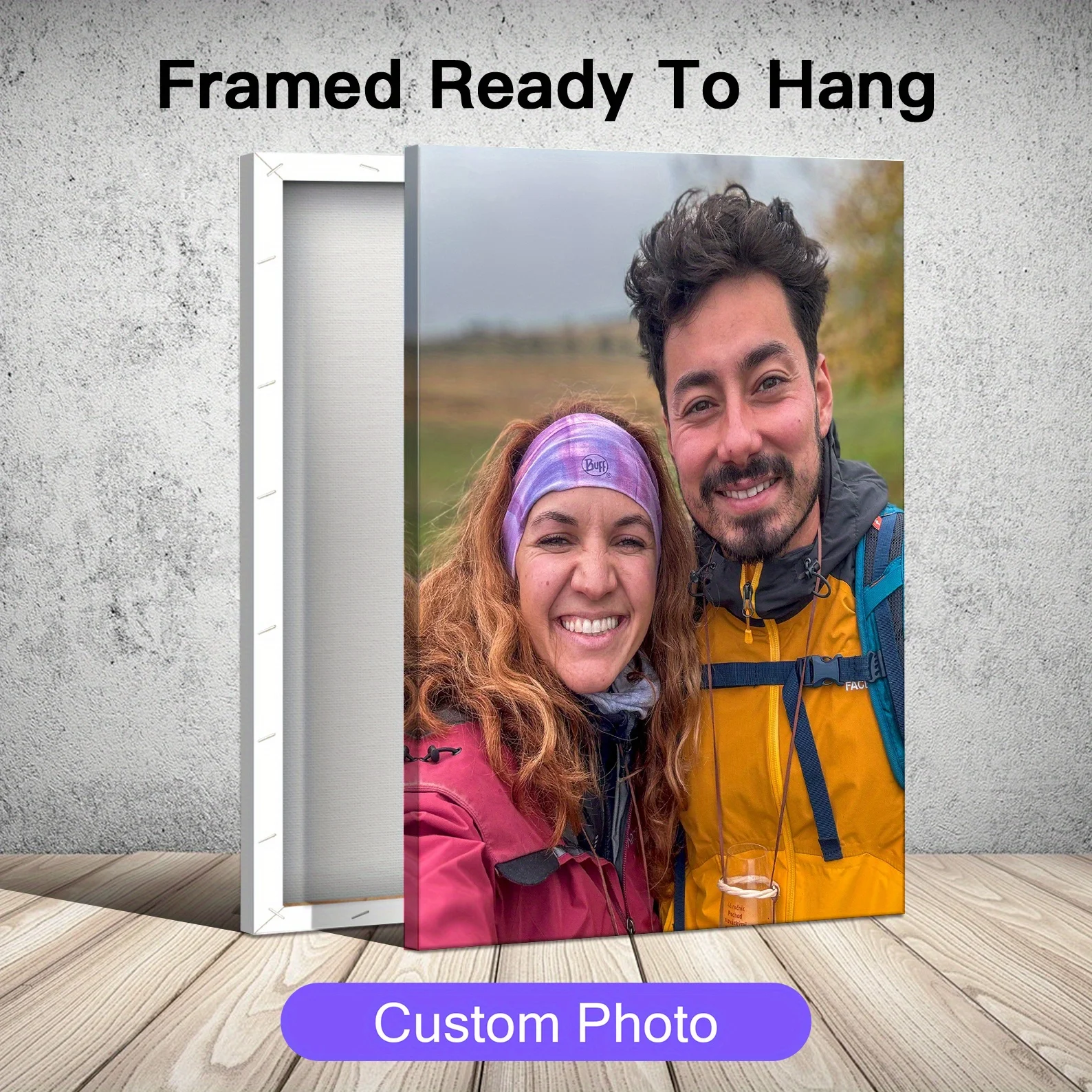 Custom Print Your Photo Canvas Painting Poster with DIY Wooden Frame HD Prints Wall Art Decor Pet Kids Family Landscape Picture