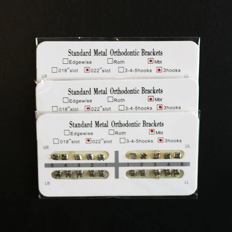 10Packs Orthodontische Beugels Beugels Mbt 3/345 Haak Mini/Standaard 0.022 Beugel Witte Pad