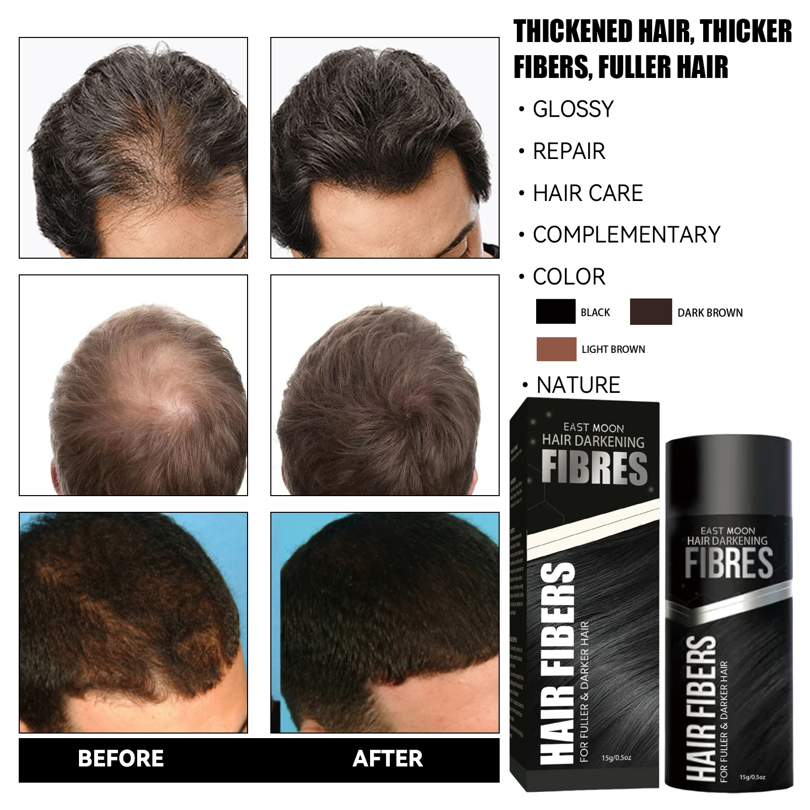 

3Colors Hair Fiber Hairline Powder Hairline Shadow Powder Hair Concealer Natural Cover White/Grey Anti-Loss Hair Growth Products