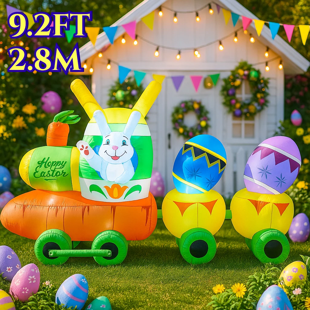 

2,8 м/9,2 фута украшения «сделай сам» пасхальный поезд с корзиной кролика красочные яйца надувные игрушки для сада на открытом воздухе украшение для дома и вечеринки
