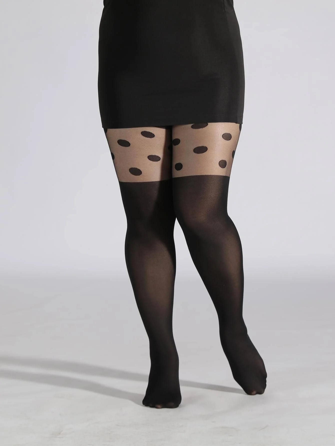 Collant Casual da donna, collant con piedi Skinny elasticizzati a vita alta con stampa a pois neri taglie forti