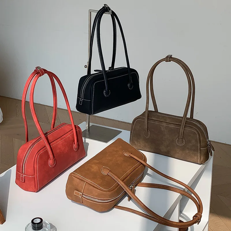 

Women leather handbags Shoulder Bag Fashion Messenger bags Casual Suede 2025 Autumn New Style Simple High-end Frosted sac main