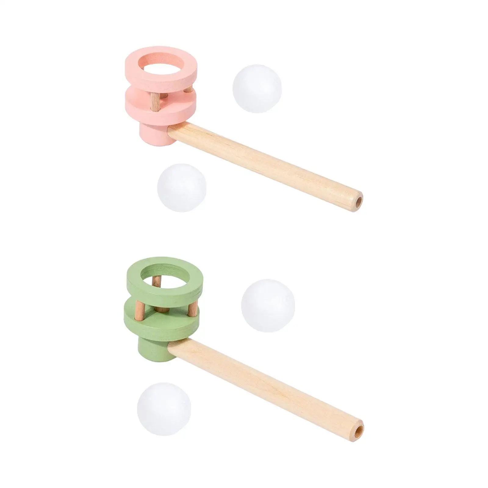 Wooden Balance Blowing Toys, Floating Ball Game Toy, Blowing Pipe Whistles Balls Toys for Kids