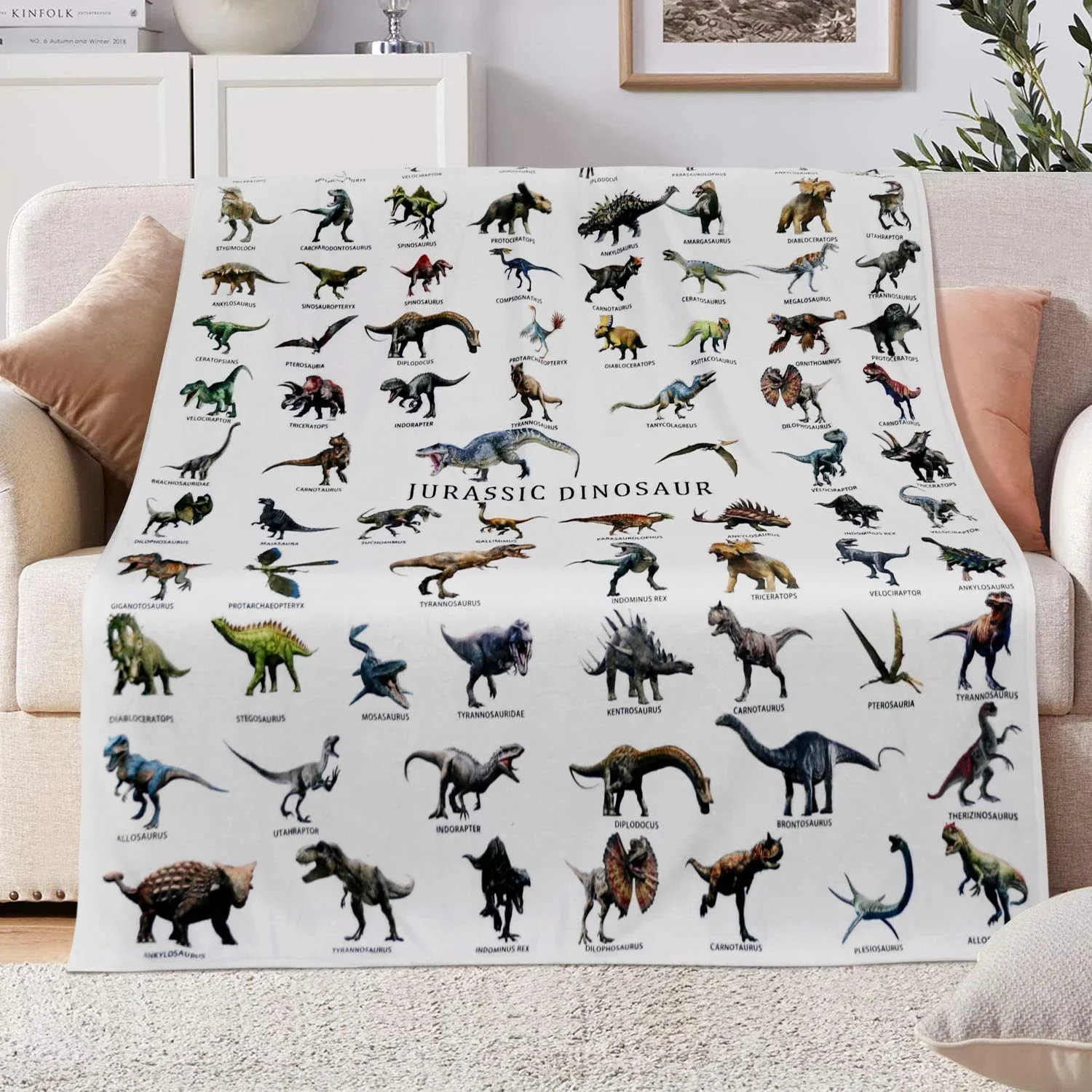1pc Dinosaur Blanket, Jurassic Dino World Park Soft Flannel Throw Blanket Dinosaur Room Decor Gifts For Sofa Bed