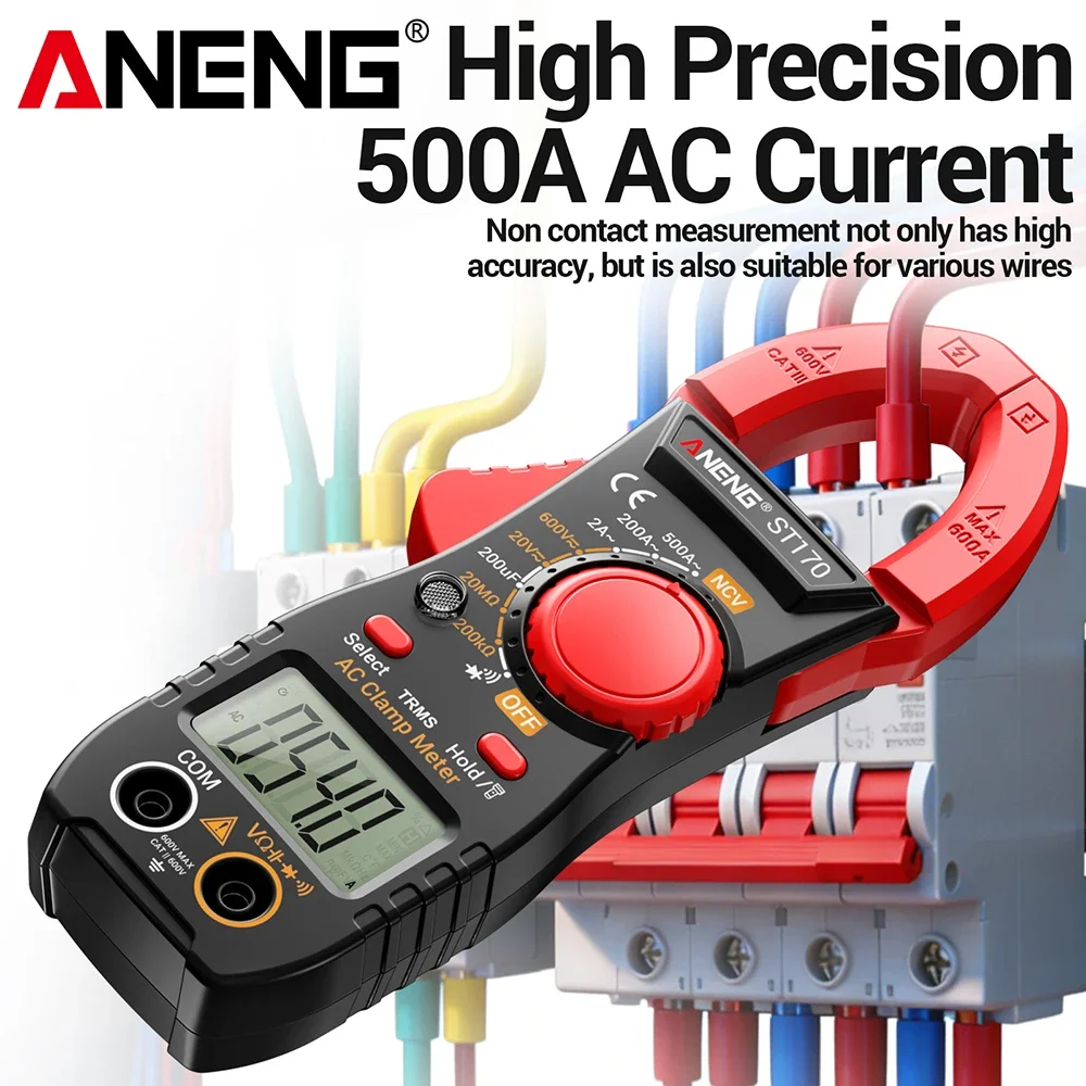 Clamp Meter Digital Multimeter NCV 1999 Counts AC/DC Voltage Ammeter Tester ANENG ST170 Capacitance Ohm Electrician Tester Tools