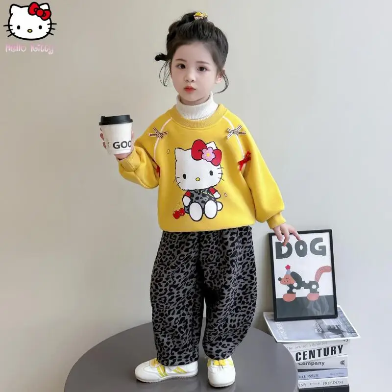 فتاة Kawaii القط سميكة البلوز بدل رجالي الكرتون جديد أنيمي الخريف الشتاء الأطفال الدافئة تي شيرت بلايز عادية قطعتين مجموعة #1