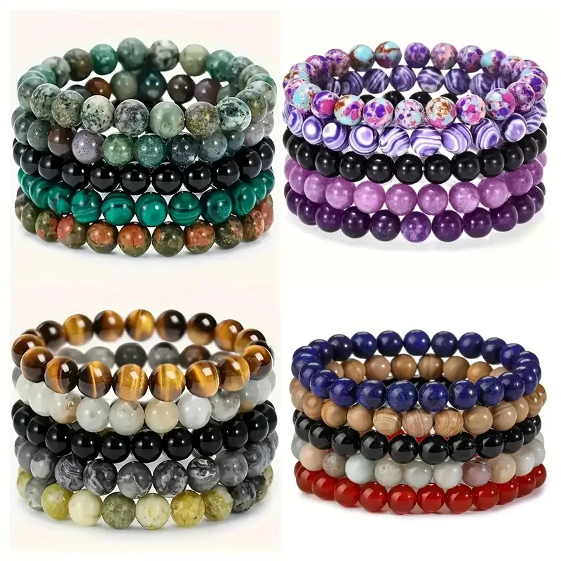 TemuHiyinTKAmazon Cross-Border Hot5Set of Beaded Bracelets European and American Bestsellers Made of Natural Crystal
