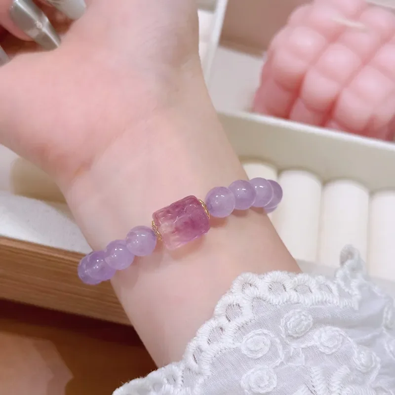 Selected natural lavender amethyst beaded bracelet, small fresh women's girlfriend gift bracelet jewelry wholesale