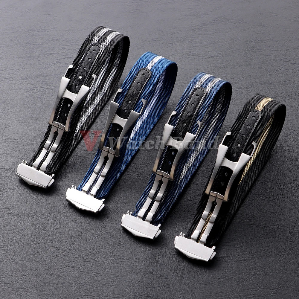 For Omega for Swatch for Moonswatch Canvas Nylon Watch Strap 20mm for Seiko Sport Waterproof Watchband Brushed Folding Buckle