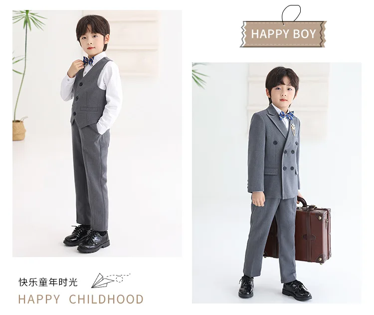 Kinderanzug-Set, Britischer Stil Blumenmädchen-Kleid für Einjährige, Jungen-Kostüm für Reden, Klavier, Laufsteg-Performance A5047 – Detail 9