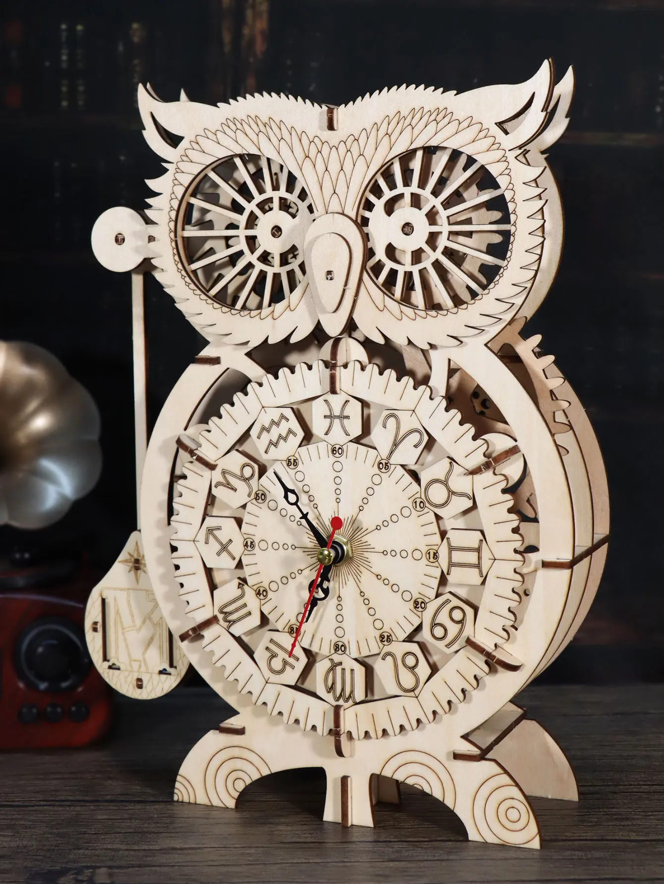 3D Wooden Puzzle Owl Clock Model Kits To Build Wooden Construction Handmade Craft Unique Christmas Gift