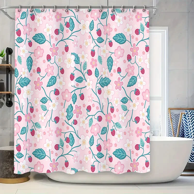 

Floral Shower Curtain Botanical Print Waterproof Fabric Bathroom Decor Vintage Farmhouse Style Washable Liner