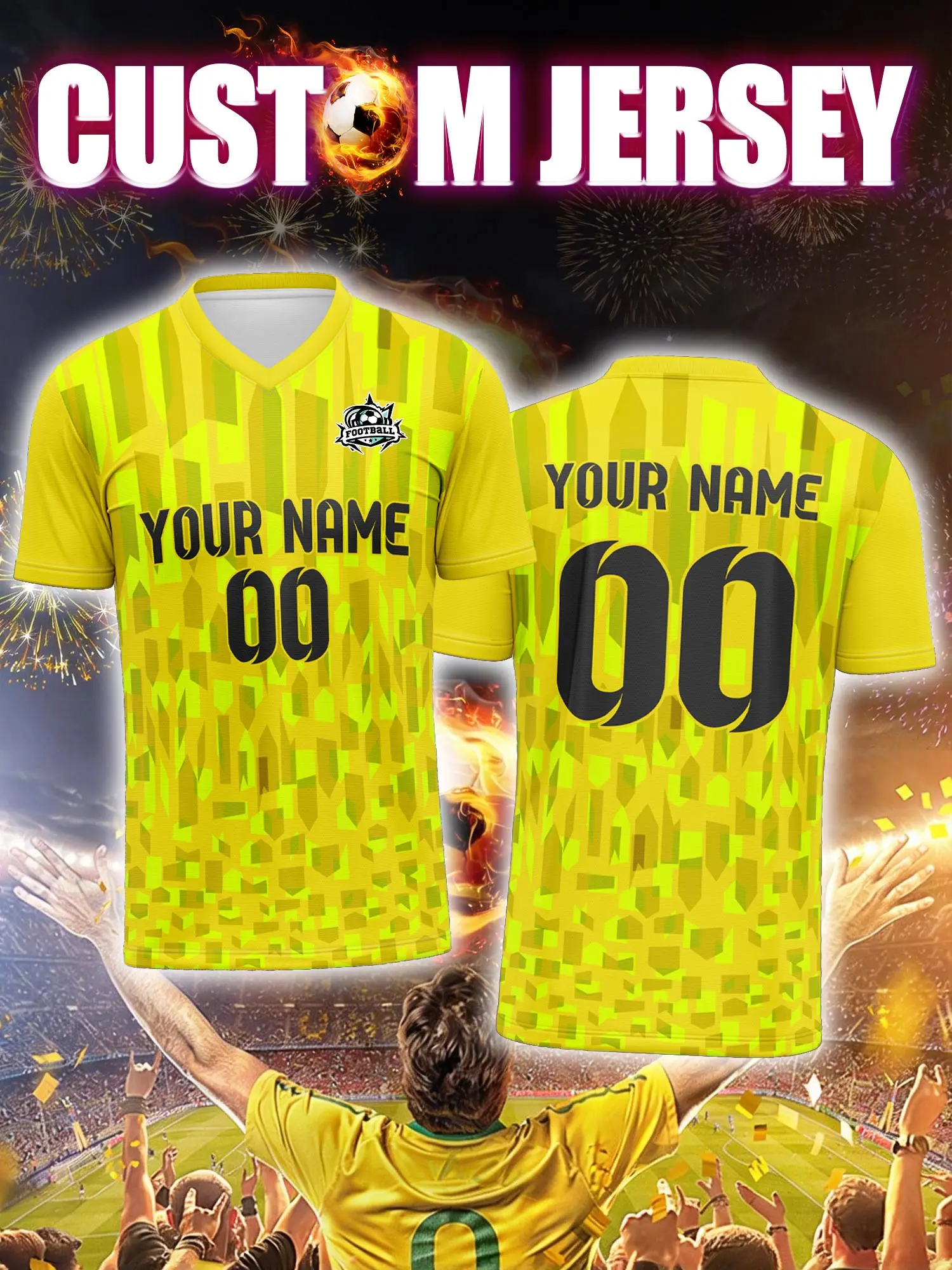 

Спортивная футболка с V-образным вырезом для взрослых и детей, с индивидуальным именем и номером, быстросохнущая, модная, с сублимационной печатью, 2026