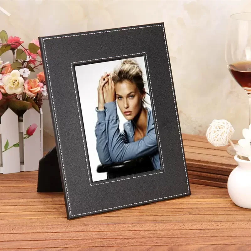 Light Luxury Leather Metal Picture Frame Office Study Room Sample Room Bedroom Porch Decoration Birthday Party Gift