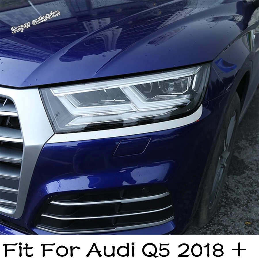 

Car Front Head Light Lamp Eyelid Eyebrow Strip Decoration Cover Trim For Audi Q5 2018-2023 Stainless Steel Accessories Exterior