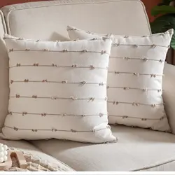 Fodere per cuscini Boho, lino geometrico Beige e naturale, Set di 2 decorazioni moderne per la fattoria, divano e soggiorno