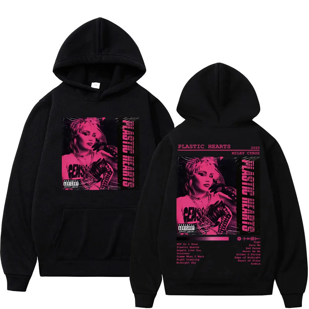 Singer Miley Cyrus Music Album Double Sided Graphic Hoodie Fashion Rock Oversized Sweatshirts Men Women Hip Hop Vintage Pullover