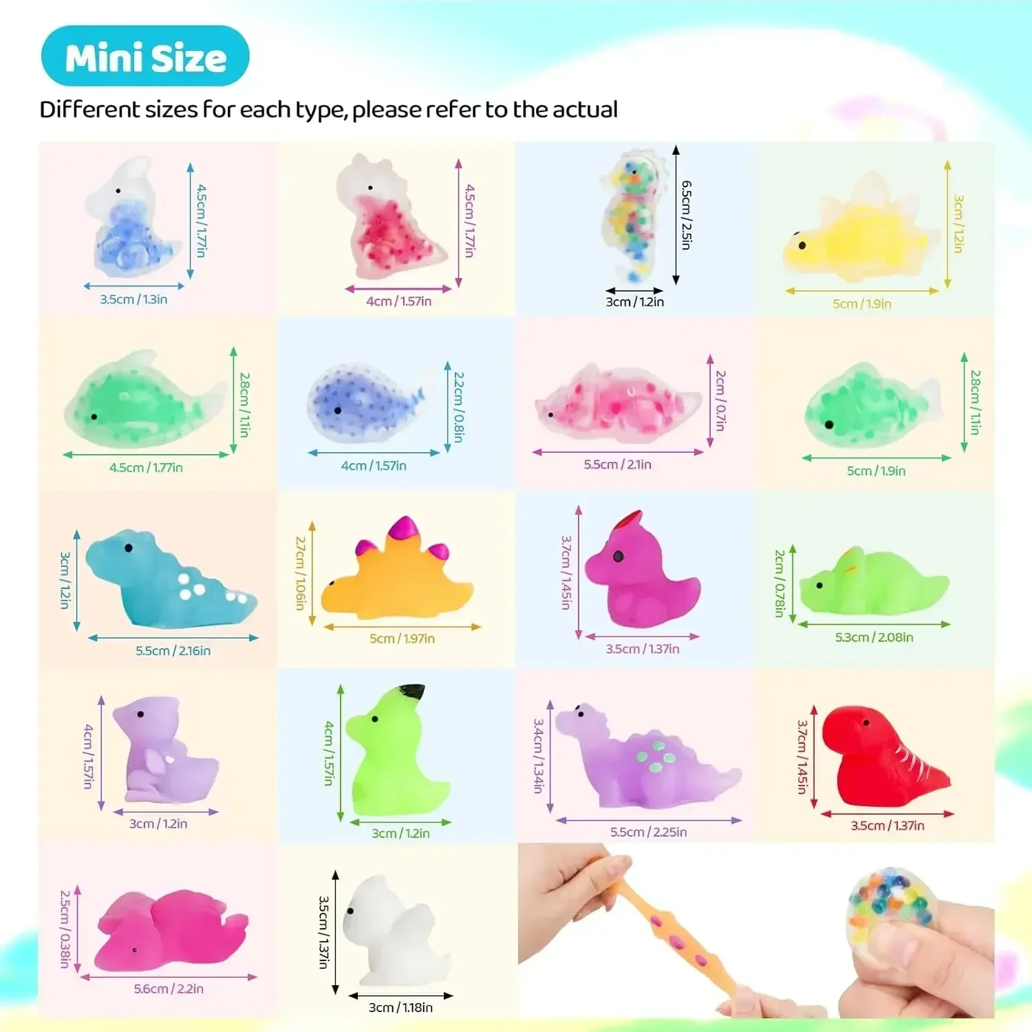 Squishy Fidget Toys dla dzieci Mochi Squishy Toys Bulk Party Squeeze Balls with Water Beads Dinosaur Sea Animals Stress Relief Toy