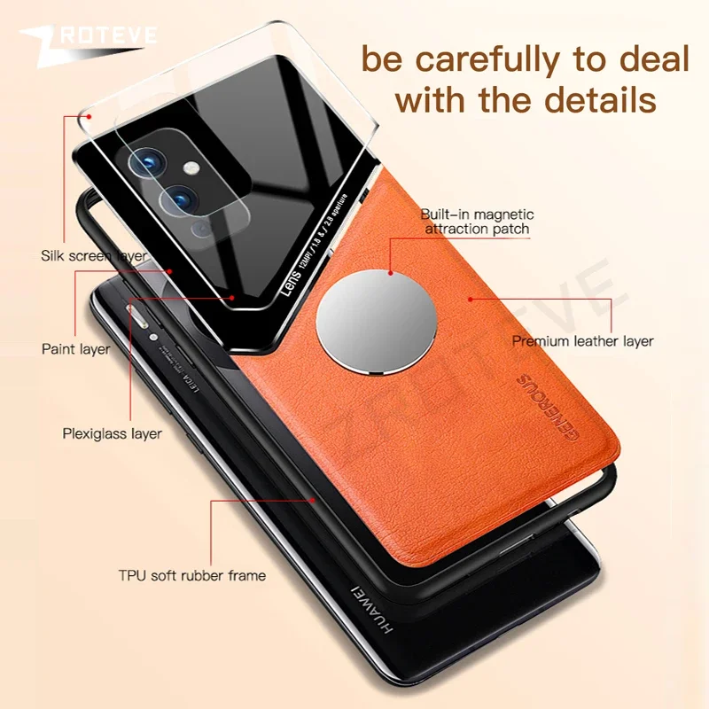 For OnePlus 9 Case Zroteve PU Leather Car Magnetic Hard PC Cover For One Plus 9 R RT 9R 9RT OnePlus9 OnePlus9R OnePlus9RT Cases