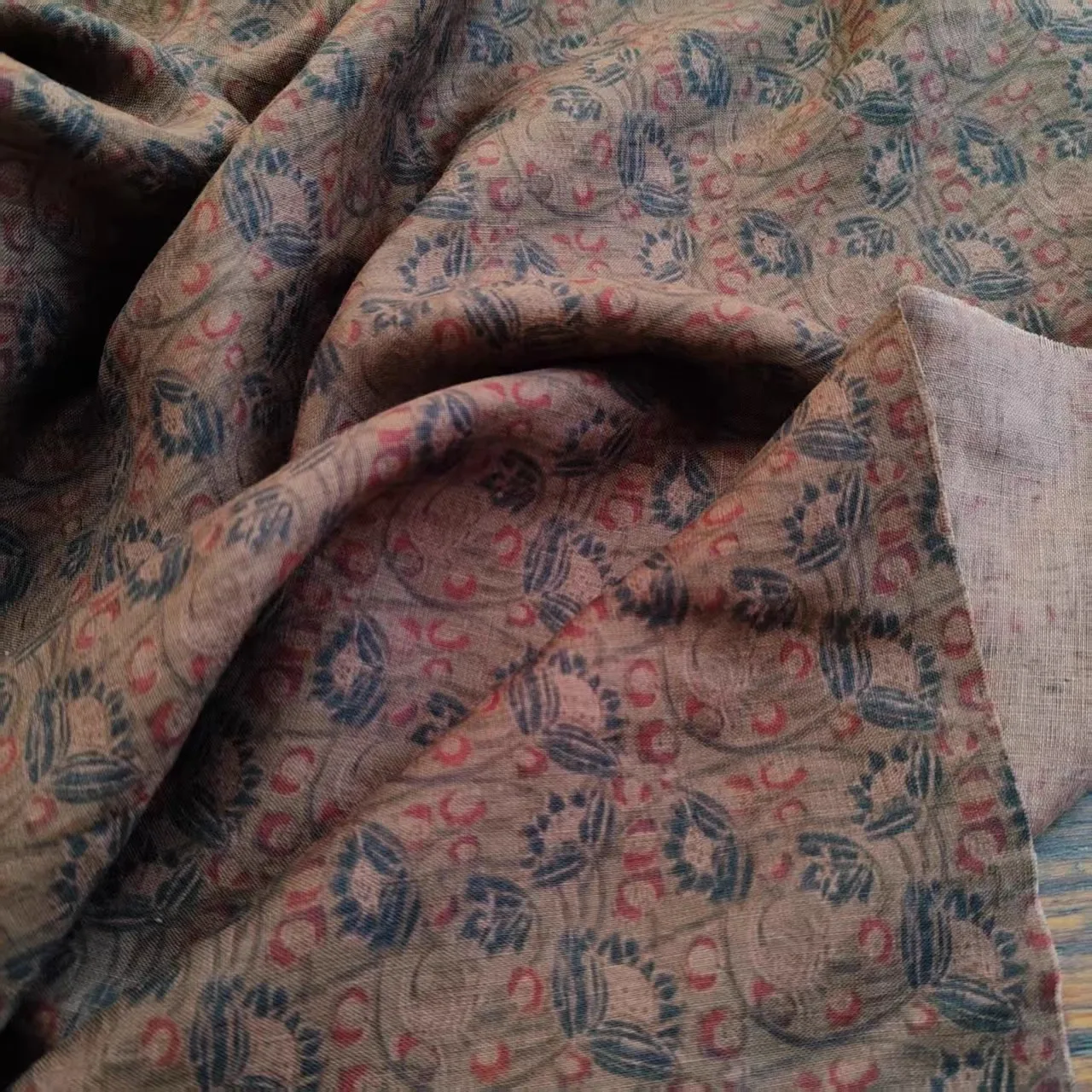 

1 ярд натуральной льняной ткани для одежды с цветочным принтом: для юбок, платьев, рубашек, сумок, чонсамов