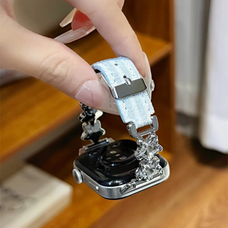 

Advanced denim star studded watch strap suitable for Huawei GT5/GT5 Pro/GT4/GT2/3/4, 22mm/20mm/18mm fashionable strap