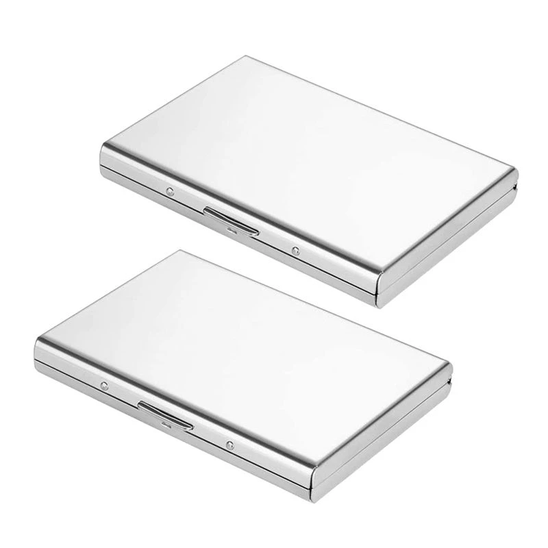 TEXU 2X Metal Card Holder Wallet,Ultra Thin Stainless Steel Metal Wallets RFID Blocking Credit Card Wallet Holder,White
