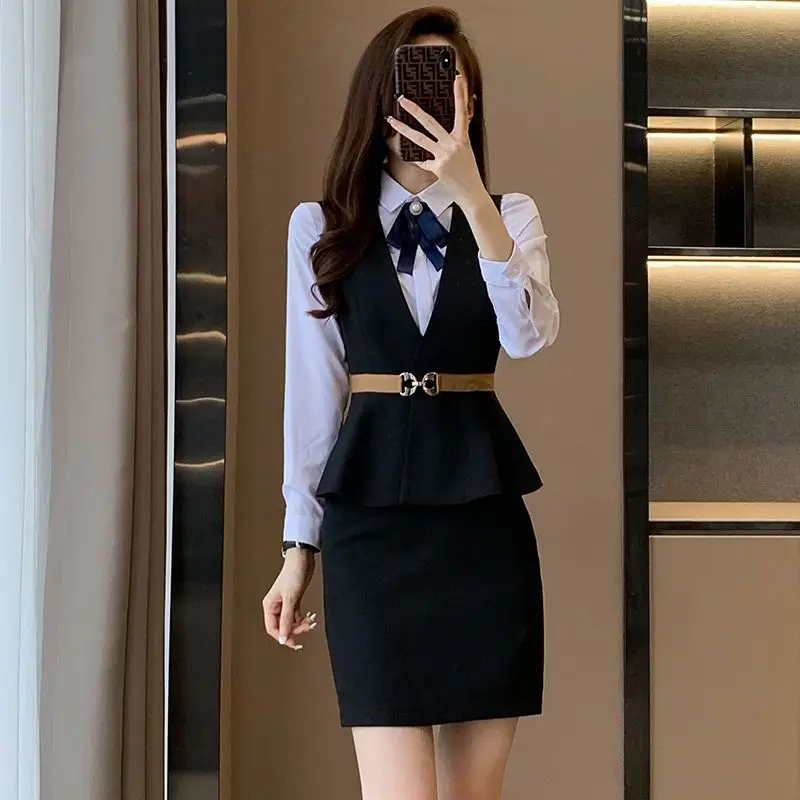 Beauty Salon Uniform Fashion Spa Masseuse Nail Technician Hotel Front Desk Work Clothes for Women Vest Set  Dress Suit