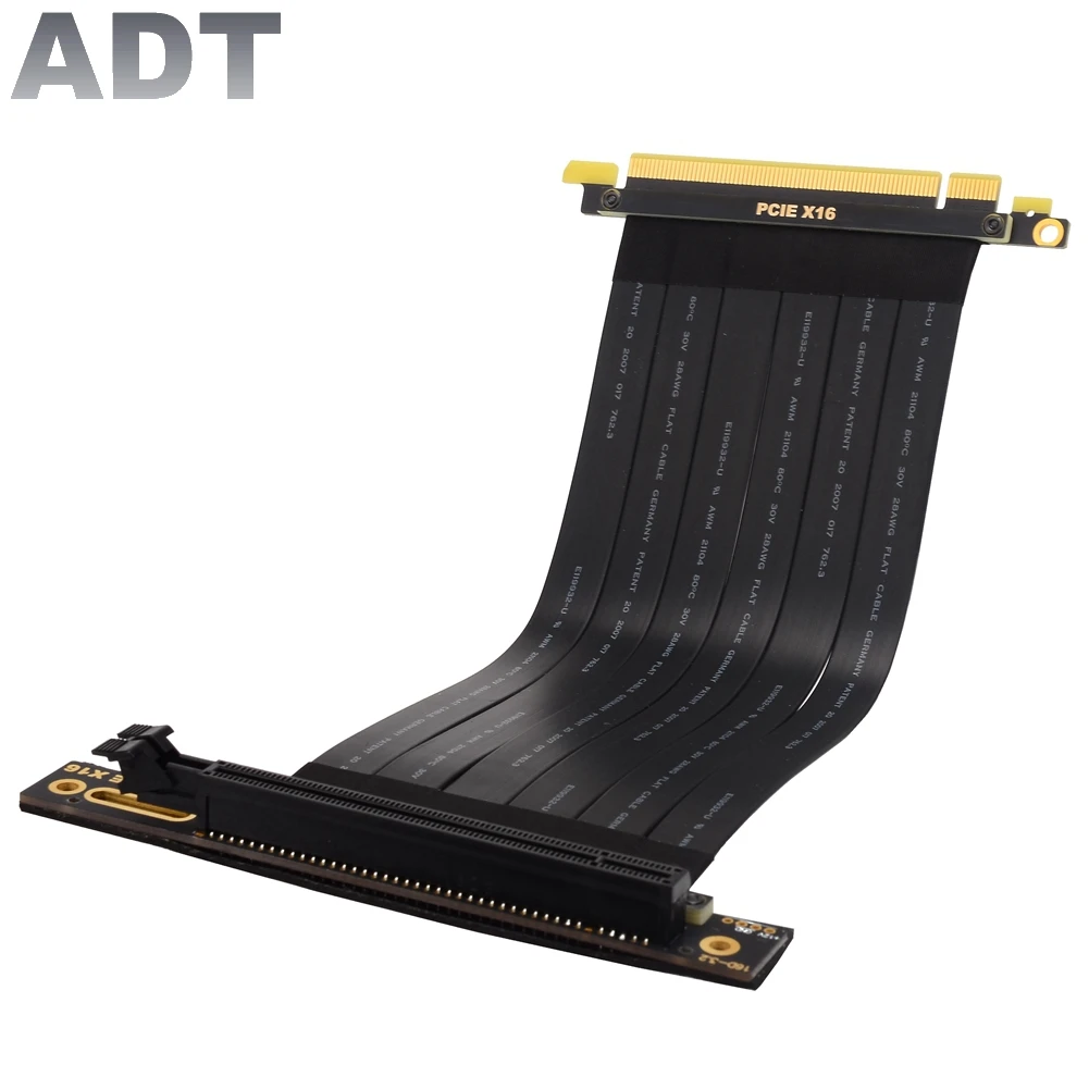 Custom PCIe Riser Cable 3.0 x16 PCI Express Extender Flexible Left Angle 90 Degree GPU Riser for Graphics Card Vertical Mount