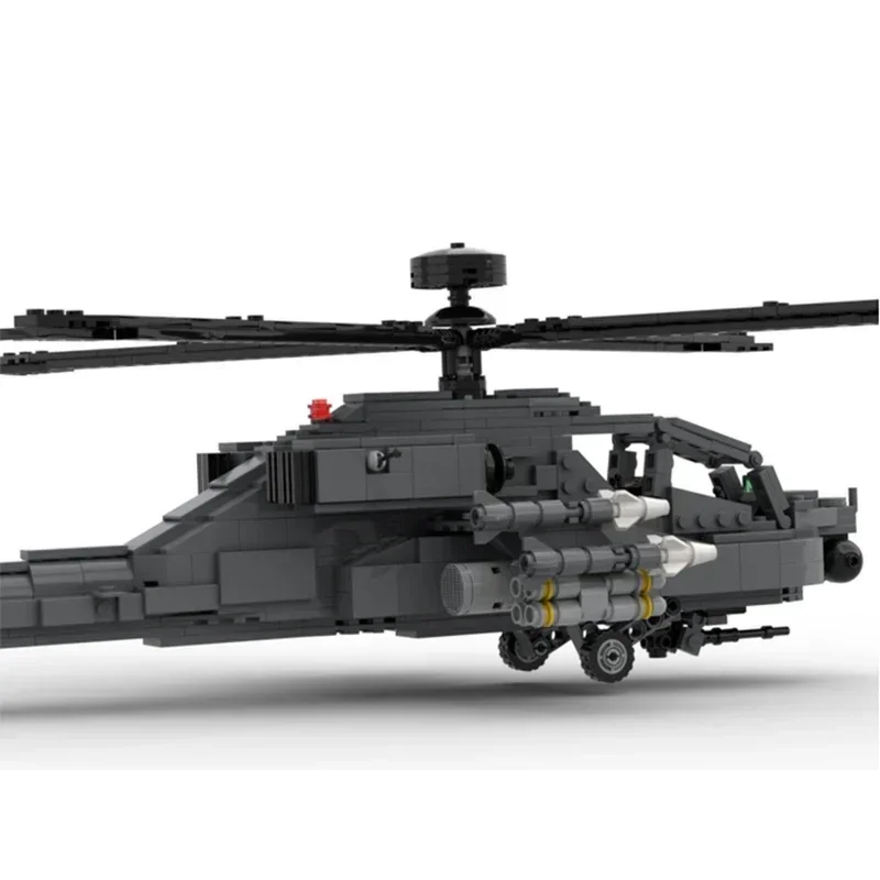 Moc Mattoni da costruzione Modello militare AH-64D Apache Longbow Tecnologia di elicotteri Blocchi modulari Regali Giocattoli per bambini Assemblaggio fai da te