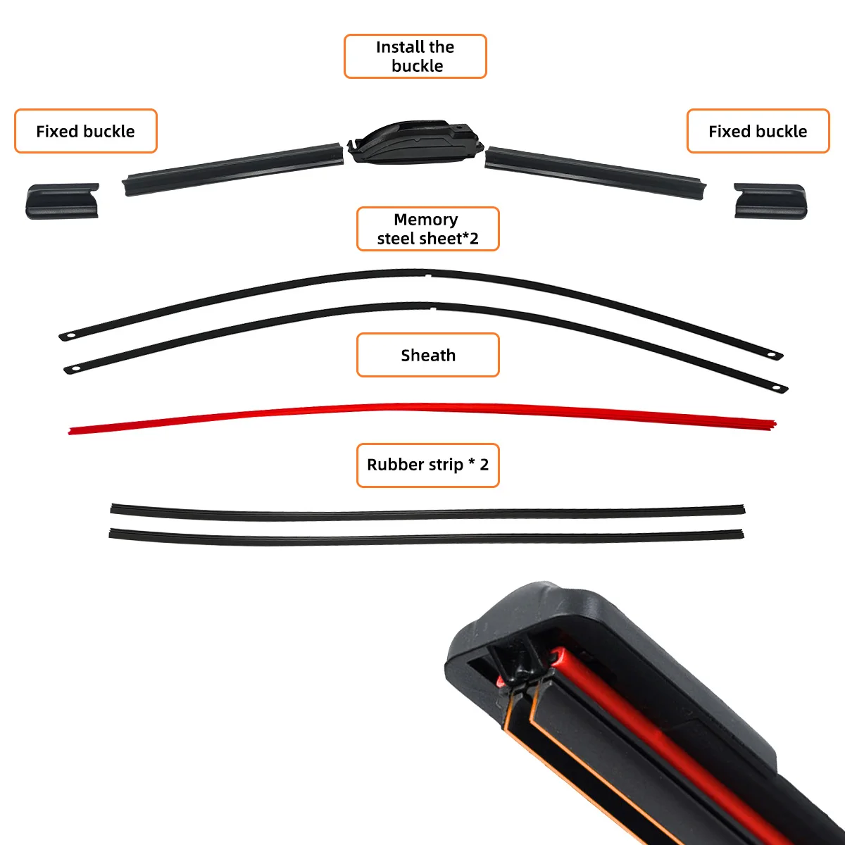 Car Windshield Wiper Blades for Toyota RAV4 XA20 Double Rubber Frameless Bracketless WipersSoft Accessories 2002 2003 2004 2005