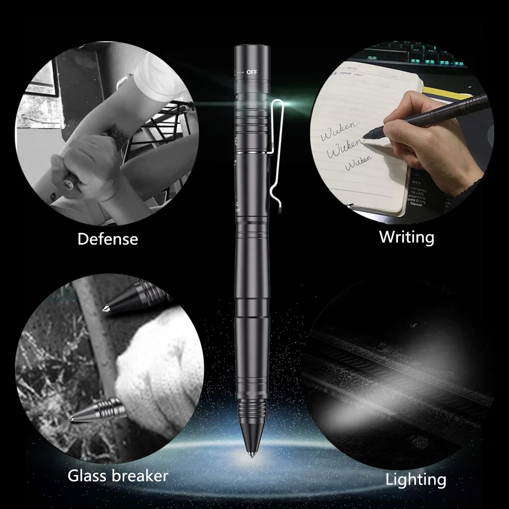 WUBEN TP10-G Tactical Pen Light 3-in-1 USB Rechargeable Flashlight 130 Lumen With Cree XP-G2 LED For Outdoor Camping Lighting